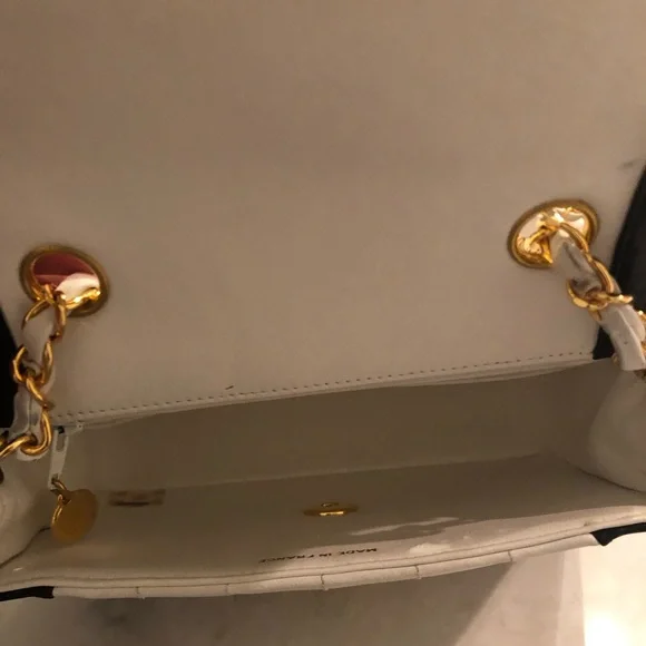 Vintage Chanel Mini Mademoiselle Bag Black and White Lambskin Gold Hardware - Picture 5 of 17
